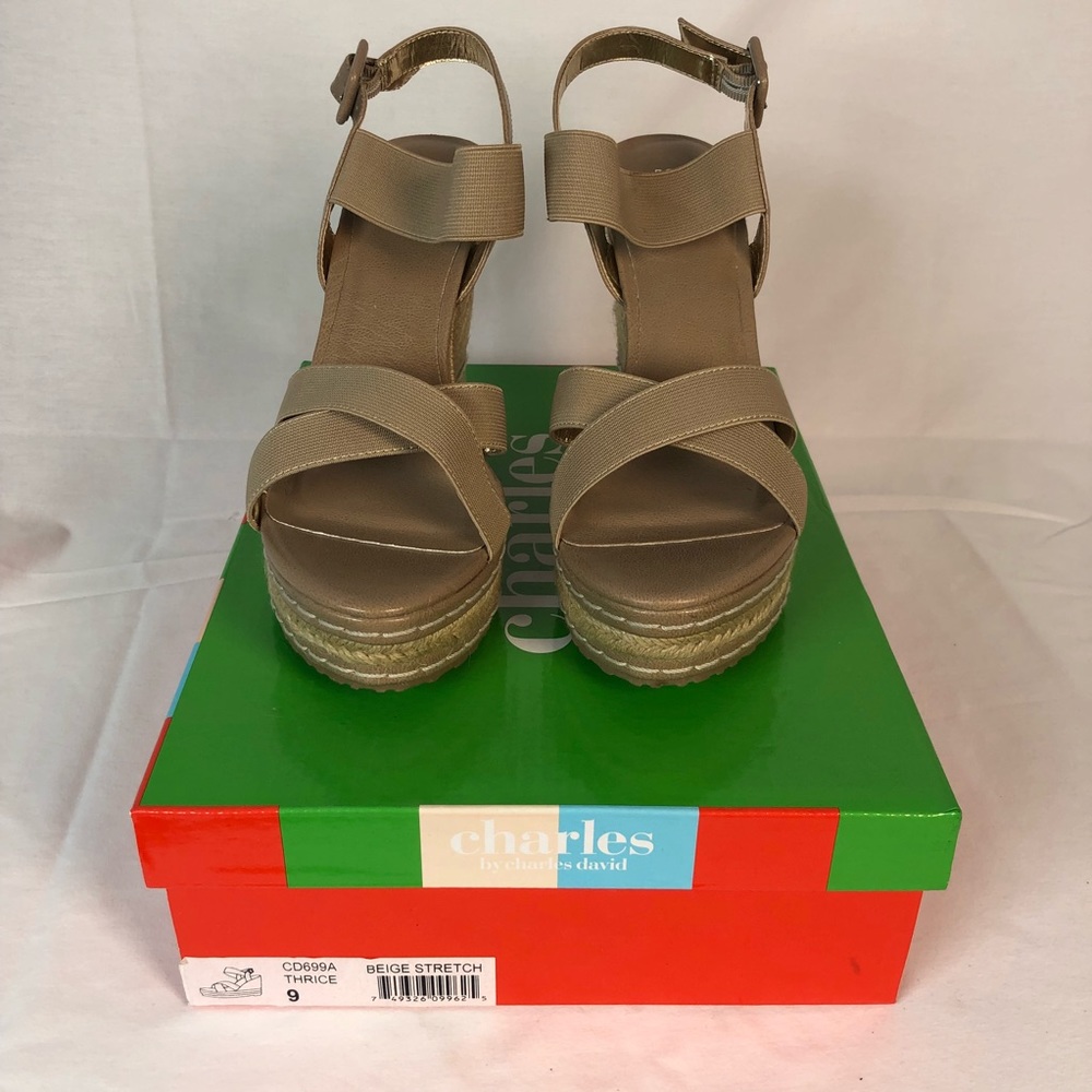Charles David Platform Stretch Sandals.